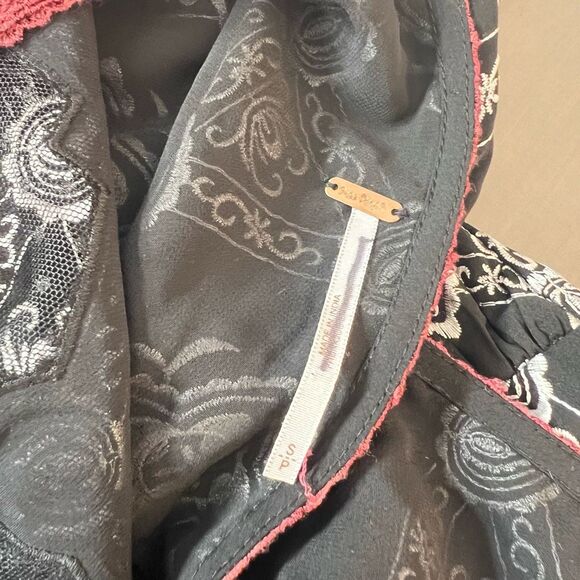 Free People Black White Nights Embroidered Sleeveless Mini Dress Size Small - Picture 10 of 13